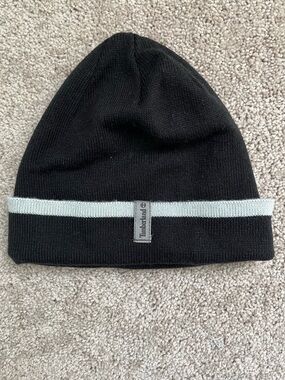 Timberland Black Beanie with Light Gray Accent